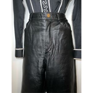 Women’s Vintage Black Leather Straight Leg Pants 10